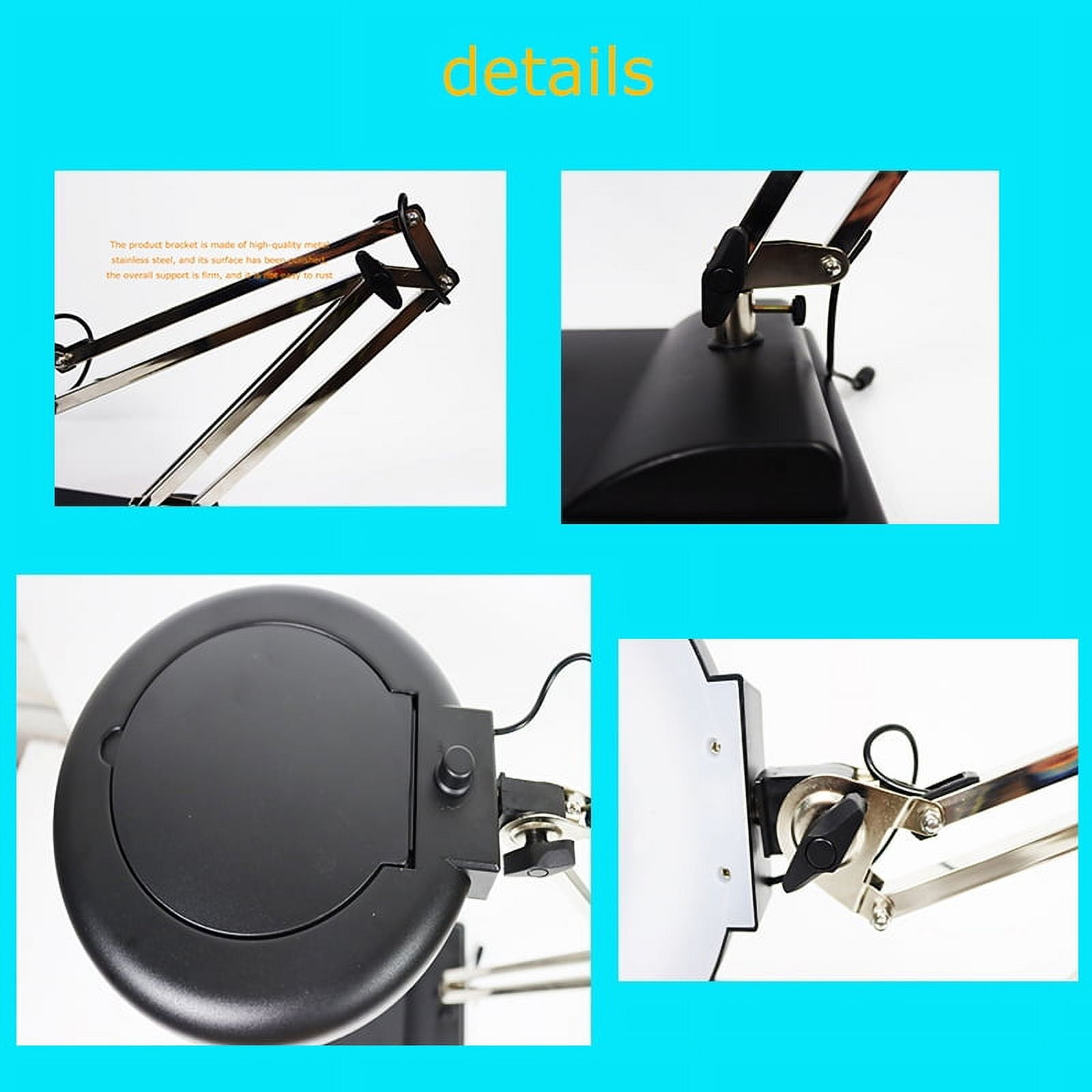 TECHTONGDA 30x Black Benchtop Magnifier Lamp Table Magnifier Lamp with Adjustable LED light Read Repair Tools
