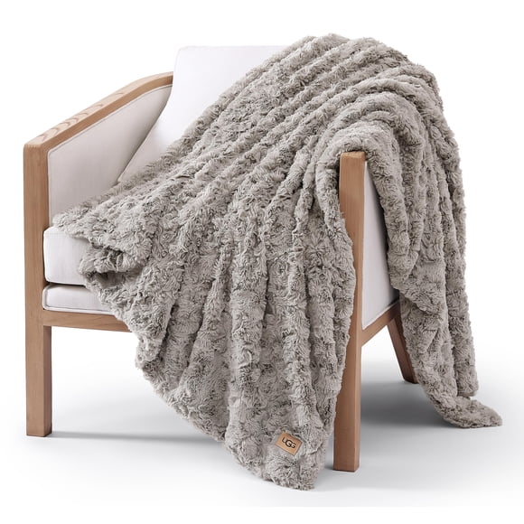 UGG Adalee Faux Fur Throw Blanket Luxury Lightweight Cozy Soft Throw for Couch Bed or Chair Hypoallergenic Machine Washable Double-Sided Fluffy Blank