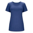 thumbnail image 6 of Women's Short Sleeve Lace Trim Ribbed Top Casual Basic Tee Spring Trendy, 6 of 9