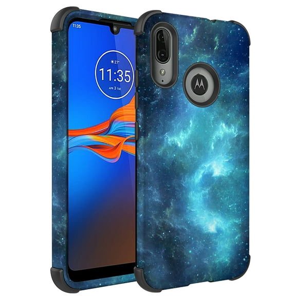Moto E6 Plus Case, KAESAR 3-Layer Slim Shockproof Hard Cover Graphic Fashion Cute Skin Armor Case for Moto E6 Plus (Galaxy Stardust)
