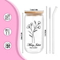 thumbnail image 3 of Personalized Glass Tumbler with Birth Flower & Name - Custom Borosilicate Cup with Bamboo Lid, Glass Straw & Leakproof Seal - Unique Birthday Gifts for Women, Mom, Teacher, Bridesmaid, 3 of 9
