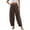 Coffee, variant on Women’s Summer Beach Vacation Linen Harem Pants Loose Fit Boho Pants with Wide Waistband Casual Stylish Trousers Khaki S