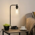 thumbnail image 2 of DEWENWILS Industrial Touch Control Table Lamps with Glass Shade, 3 Way Dimmable with USB Ports, Black, E26 Buld Included, 2 of 7