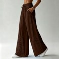 thumbnail image 5 of Kttectoa Womens Pants Drawstring Wide Leg Palazzo Pants Floral Lace Hem Boho Loose Casual Pants Vacation Solid, 5 of 5