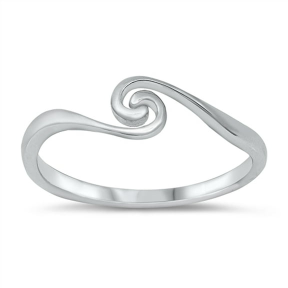 Tiny Elegant Ocean Wave Spiral Ring .925 Sterling Silver Band Jewelry Female Male Unisex Size 10