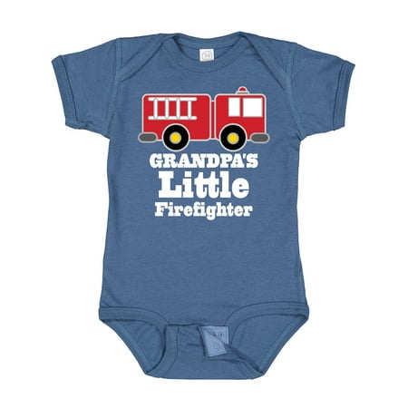 

Inktastic Grandpa Little Firefighter Boys Fire Truck Gift Baby Boy Bodysuit
