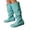 Mint Green, variant on Knee High Boots for Women Hidden Wedge Heel Slouchy Flat Booties Wide Calf Fold Over Leather Fall Winter Shoes White 8