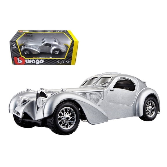Bugatti Atlantic Hard Top, Silver - Bburago 18-22092SV - 1/24 Scale Diecast Model Car