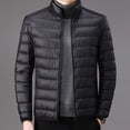 thumbnail image 3 of Men Ultra Light Packable Down Cotton Coat Jacket Solid Color Long Sleeve Top, 3 of 8