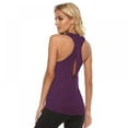 thumbnail image 6 of Baywell Women's Top Sexy Yoga Cross-I-Shirt Women's Yoga Sport Running Tank Top Yoga Shirt Purple L, 6 of 8