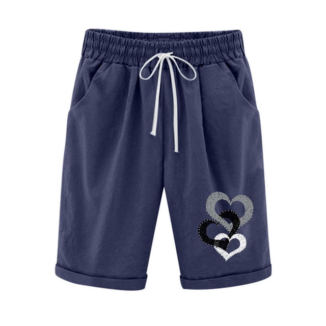 LOVZFMLL Shorts de Baseball Imprimés à Taille Élastique pour Femmes avec Cordon de Serrage Marine m