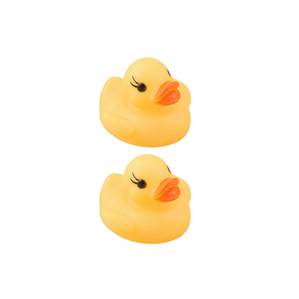 2Pcs Yellow RubberDuck LED Light Up Ducks Bath Toy Squeaky Water Play Kids