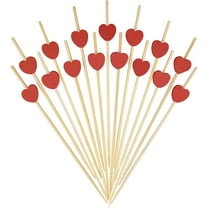 Red Heart Fancy Toothpicks for Appetizers 4.7 Inch Long Cute Bamboo Cocktail Picks Wedding Valentine’s Day Party Food Fruit Drinks Decorative Skewer Sticks 100 Counts -MSL131