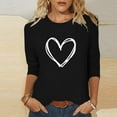 thumbnail image 2 of Plebaso Hauts Cœur pour Femmes Manches 3/4 Col Rond T-Shirts Décontractés Imprimé Chandail Femmes 2025 Tee Blouses, 2 of 4
