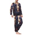thumbnail image 2 of KLL Romantic Rose Animal Couple Sleepwear Mens Flannel Pajamas,Long Cotton Pj Set, 2 of 7