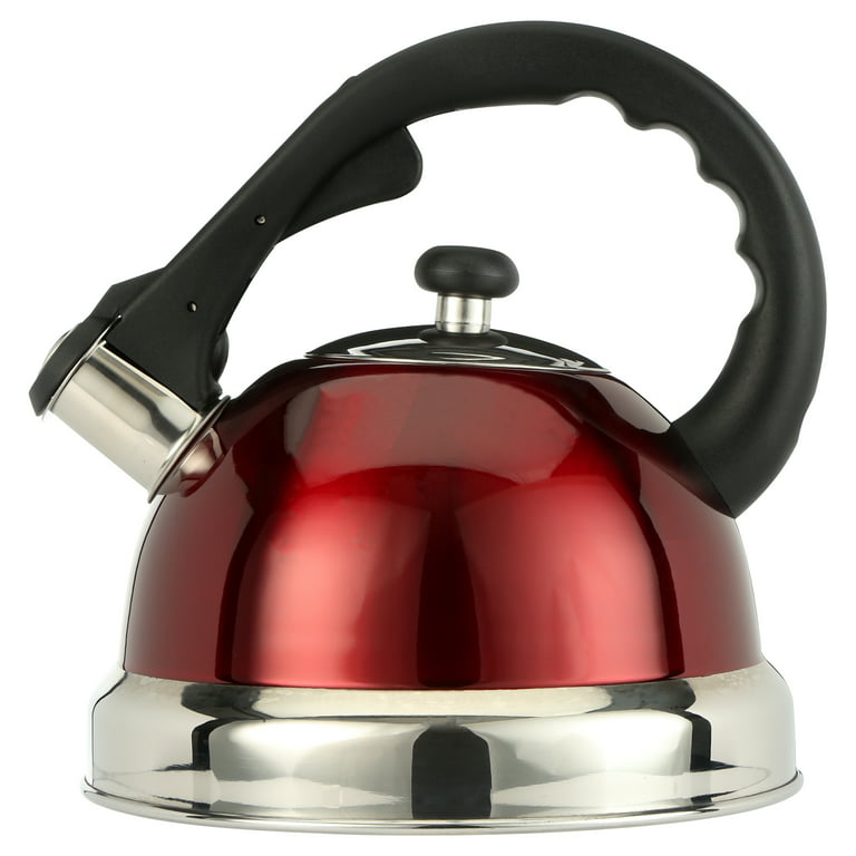 Mr. Coffee® Claredale 1.7 Quart Stainless Steel Whistling Tea Kettle in Red  with Nylon Handle