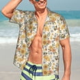 thumbnail image 4 of Uemuo Hippie Bee Honeycomb Printed Regular Fit Short Sleeve Casual Hawaiian Shirt for Men,Aloha shirt,Tropical shirt,Floral print shirt,Vacation Beach shirt-XX-Large, 4 of 9