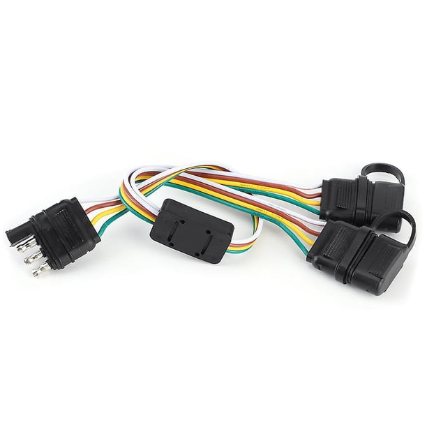 4 Pin Trailer Plug Adapter, Two Separate Sockets, American Type Wire Connector, Accessory for RV Trailers