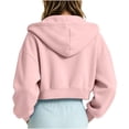 thumbnail image 5 of Fleece Hoodies for Teen Girls Zip up Long Sleeve Cropped Hooded Kids Sweatshirts Pink 15Y(170), 5 of 7