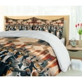 thumbnail image 5 of Ambesonne Cat Duvet Cover Set, Waltz Dancing Kitty Couples, Queen, Petrol Blue and Orange, 5 of 6