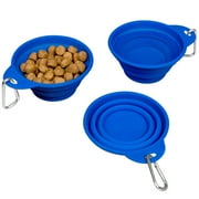 Evelots Silicone Collapsing Pet Bowls, Epandable Travel Dish, Blue, Set Of 3