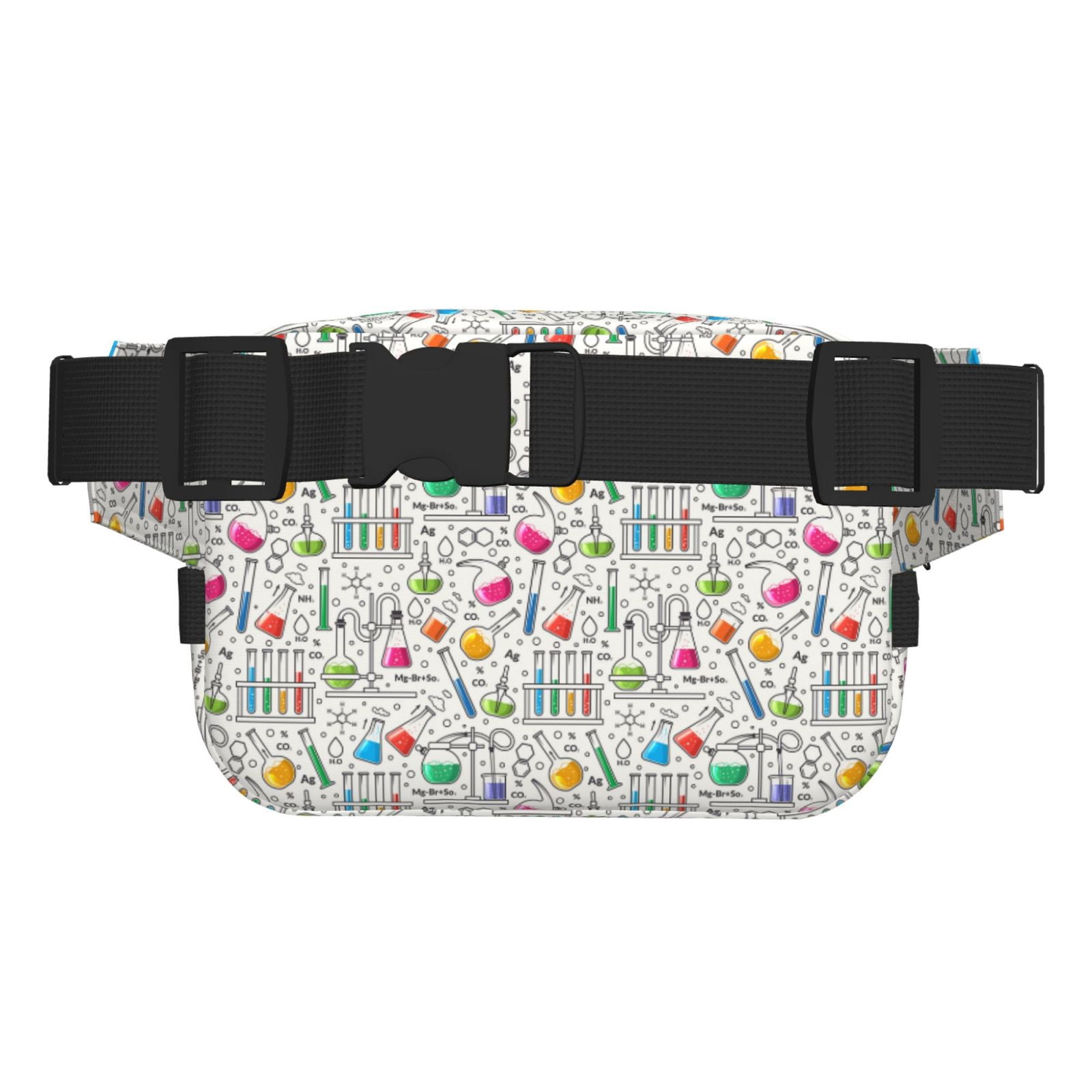 Rateoe Chemical Flasks And Test Tubes Print Fanny Pack Belt Bag for Women and Men, Square Double-Layer Waterproof Waist Pack with Adjustable Strap for Hiking, Jogging, Cycling