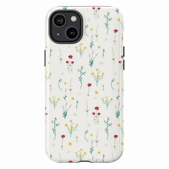Minimal Wildflower iPhone Case – Dainty Floral Phone Cover in White for iPhone 16, 15, 14, 13, 12, 11 Pro, Plus, Max