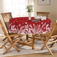 thumbnail image 2 of Christmas Tablecloth 60×60 Inch Round, Floral Leaf Red Washable Table Cover for Party Picnic Dinner Decor, 2 of 6