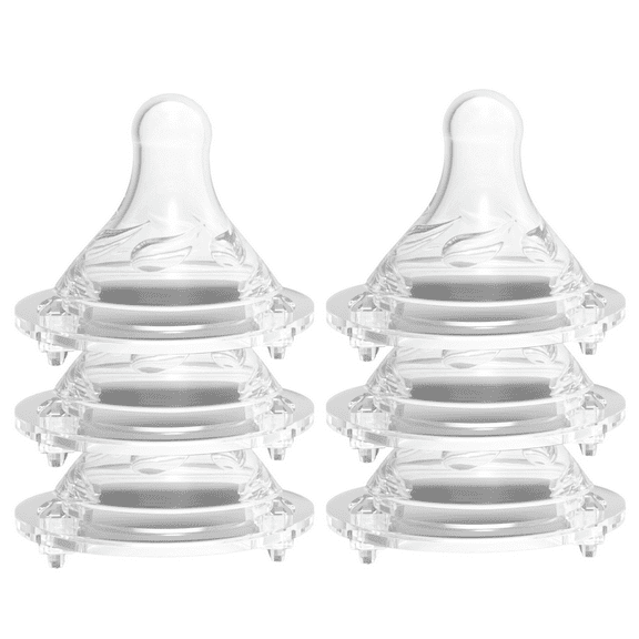 Avima Bottle Nipples, Anti-Colic, Wide Neck, Medium Flow, Breast Like, Silicone, 6 Pack