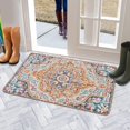 thumbnail image 5 of Retro Door Mat, 17 X 30 Inch Boho Pink Vintage Carpet Welcome Doormat Decorative Home Floor Mat, Non Slip Rubber Back and Strong Water Absorption for Outdoor Indoor Entrance Decor, 5 of 6