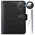 thumbnail image 1 of Funda de piel Airtag para pasaporte, con bloqueo RFID, artículos esenciales de viaje, accesorios de equipaje imprescindibles para viajar (118 #Black), 1 of 9