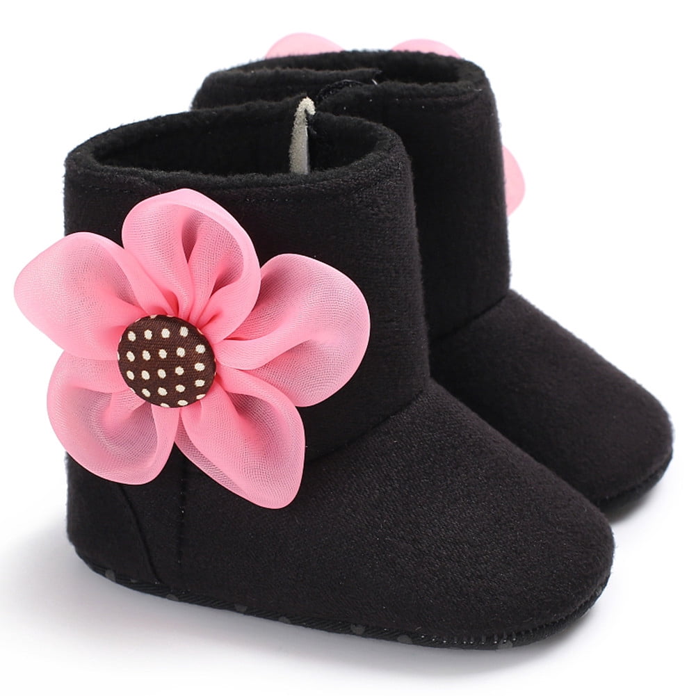 ITFABS Baby Girl High Top Winter Non Slip Comfortable Flower Snow Boots
