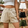 thumbnail image 2 of QATAINLAV Jeans Shorts for Women Casual Relaxed Fit Mid Rise Denim Shorts Summer Loose Wide Leg Solid Short Jeans with Pocketed Todays Sales Khaki XXL, 2 of 8