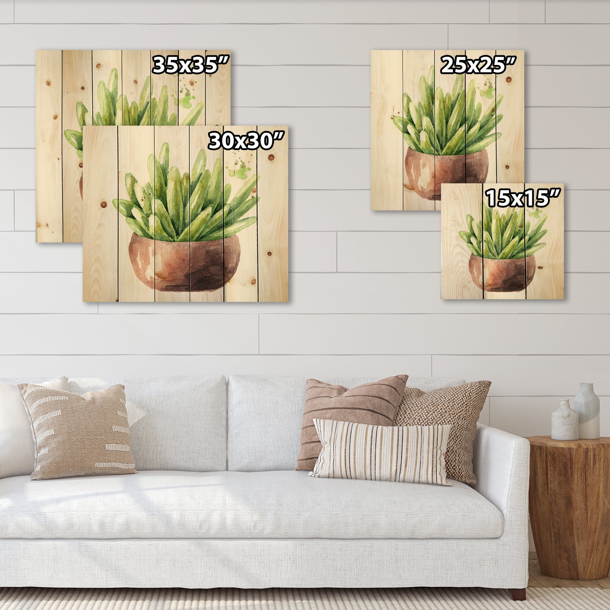 Designart 'Succulent Flower In Terracotta Clypot I' Traditional Print on Natural Pine Wood