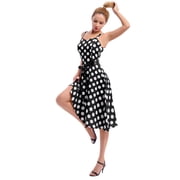 IBTOM CASTLE Women Vintage Polka Dots Spaghetti Strap Dress 1950s Rockabilly Cocktail Tea Party Homecoming Swing Dresses M Black