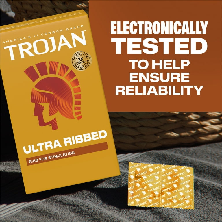 Trojan Ultra Ribbed Premium Latex Lubricated Thin Condoms for Men, 36 Count  HSA/FSA Eligible