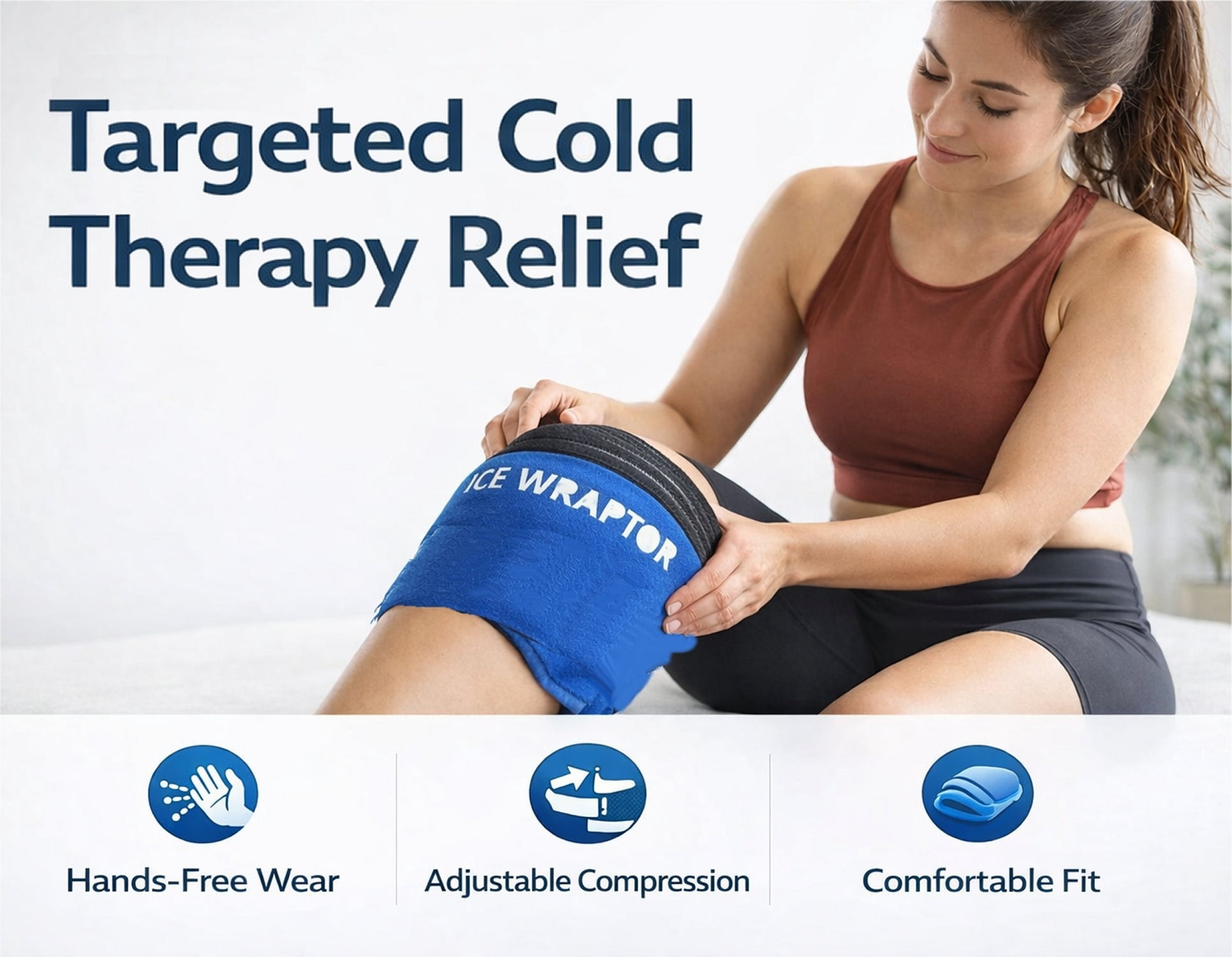 Therapeutic Ice Pack Wrap 57" 5-PACK - ICE WRAPTOR - Good for Knees, Shoulders, Elbows, and Other Body Areas. Include 10 Reusable Hydratable Ice Packs.