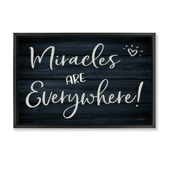 Stupell Industries Miracles Are Everywhere Text & Numbers Painting Black Floater Framed Canvas Art Print Wall Art, 25 x 17