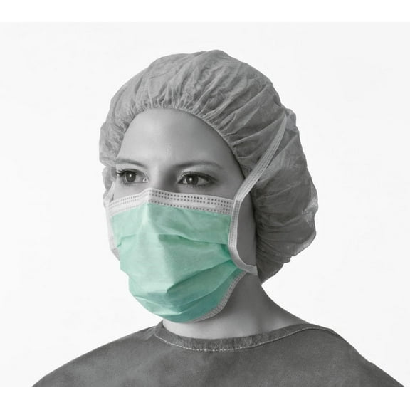 Medline NON27379A Surgical Face Mask, Anti-Fog, Pleated Style, Cellulose, Film Strip, Latex Free, Green (Pack of 300)
