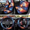 thumbnail image 4 of Jeiento 12pcs Car Seat Covers Full Set Auto Interior Sets Eagle Auto Steering Wheel Seatbelt Cover Coasters Armrest Pad American Flag Keychains Gifts for Women Men, 4 of 7
