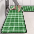 thumbnail image 2 of Kitchen Rugs Sets Of 2,Green White Checkerboard Checkered Pattern Anti Fatigue Kitchen Mat Rugs Non Slip Washable,Decorative Kitchen Floor Mats for Kitchen,Sink,Laundry,17"x47"+17"x47", 2 of 5