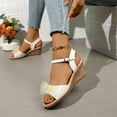 thumbnail image 6 of Cethrio Wedge Sandals for Women 2025, Summer Open Toe Vacation Ankle Strap Womens Footwear White Size 6.5, 6 of 7