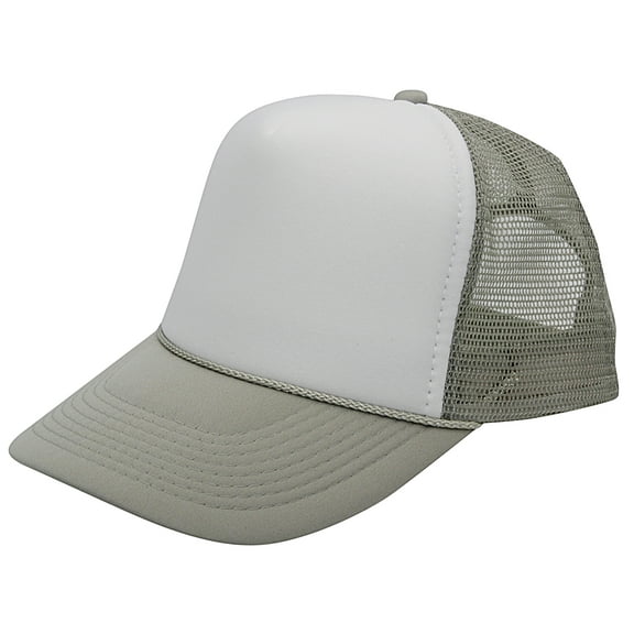 Double tone contrast poly foam mesh back trucker cap (White/Grey)