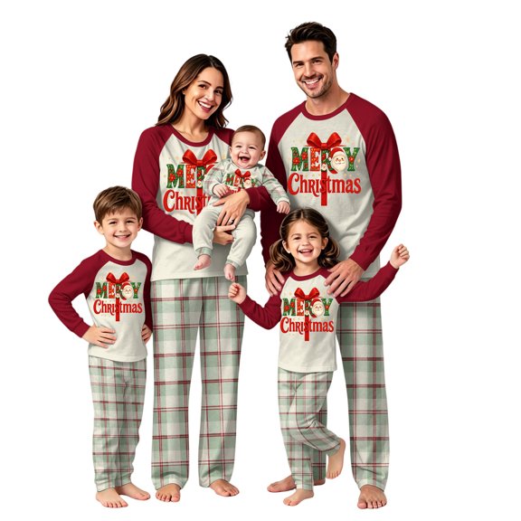 Lvotionpl 2026 Family Christmas Pajamas Matching Sets, Match Family Christmas Pjs Long Sleeve Top & Pants Set Matching Holiday Family Pajama Xmas Sets
