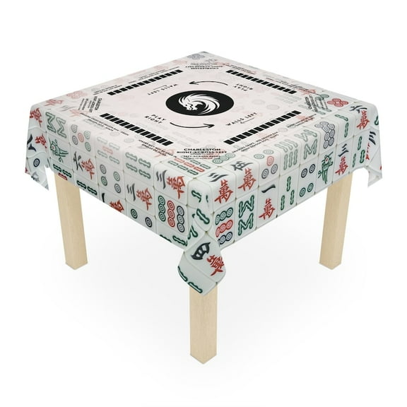 Mahjong Tile design tablecloth with Instructions - Mahjong Tablecloth Size 55 x 55, Mahjong with Rules