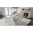 thumbnail image 3 of Square Dining table with White Wood Lacquer. Glass and Stainless Steel Base, 3 of 3