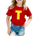 thumbnail image 1 of TZEWGL Cute Shirt For Kid Letter Printed Short Sleeve Print Crewneck Top For Newborns size 6-7T, 1 of 4