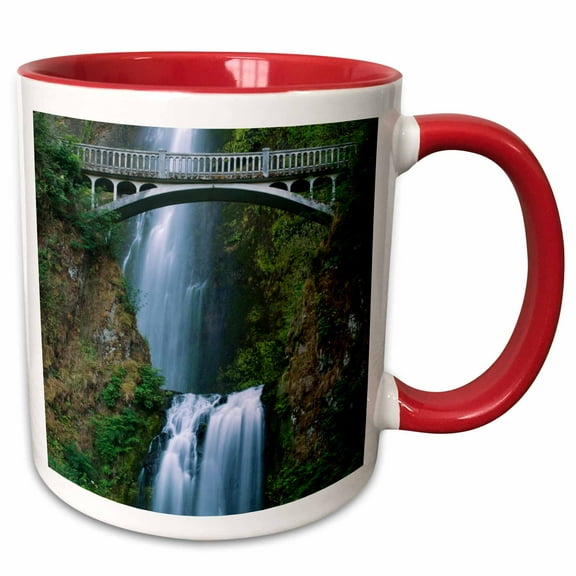 3drose, Multnomah Falls, Columbia River Gorge, Oregon - Us38 Rkl0010 - Raymond Klass, 11oz Two-tone Red Mug