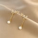 thumbnail image 5 of Aguja de plata de cristal de la flor de la perla de la borla Pendientes Mujer Temperamento Luz Pendientes Stud, 5 of 7