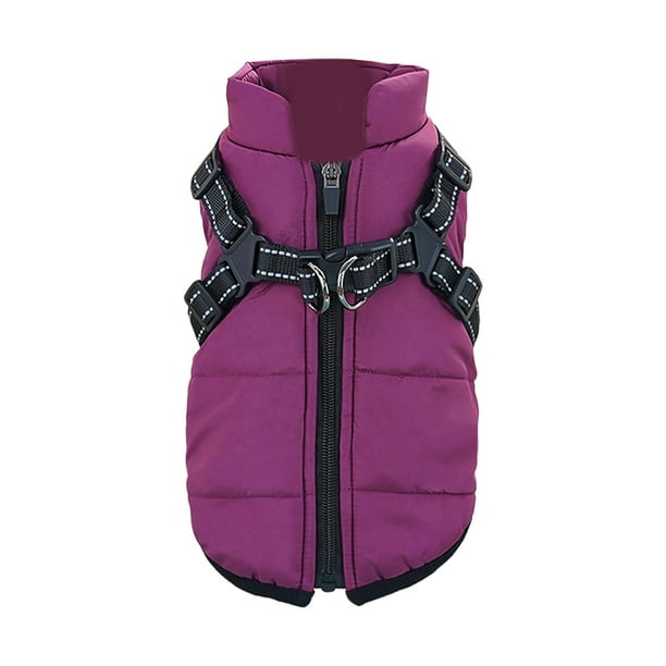 Chaleco de invierno con arnés integrado Chaqueta de esquí cálida para perros y gatos Ropa para clima frío al aire libre